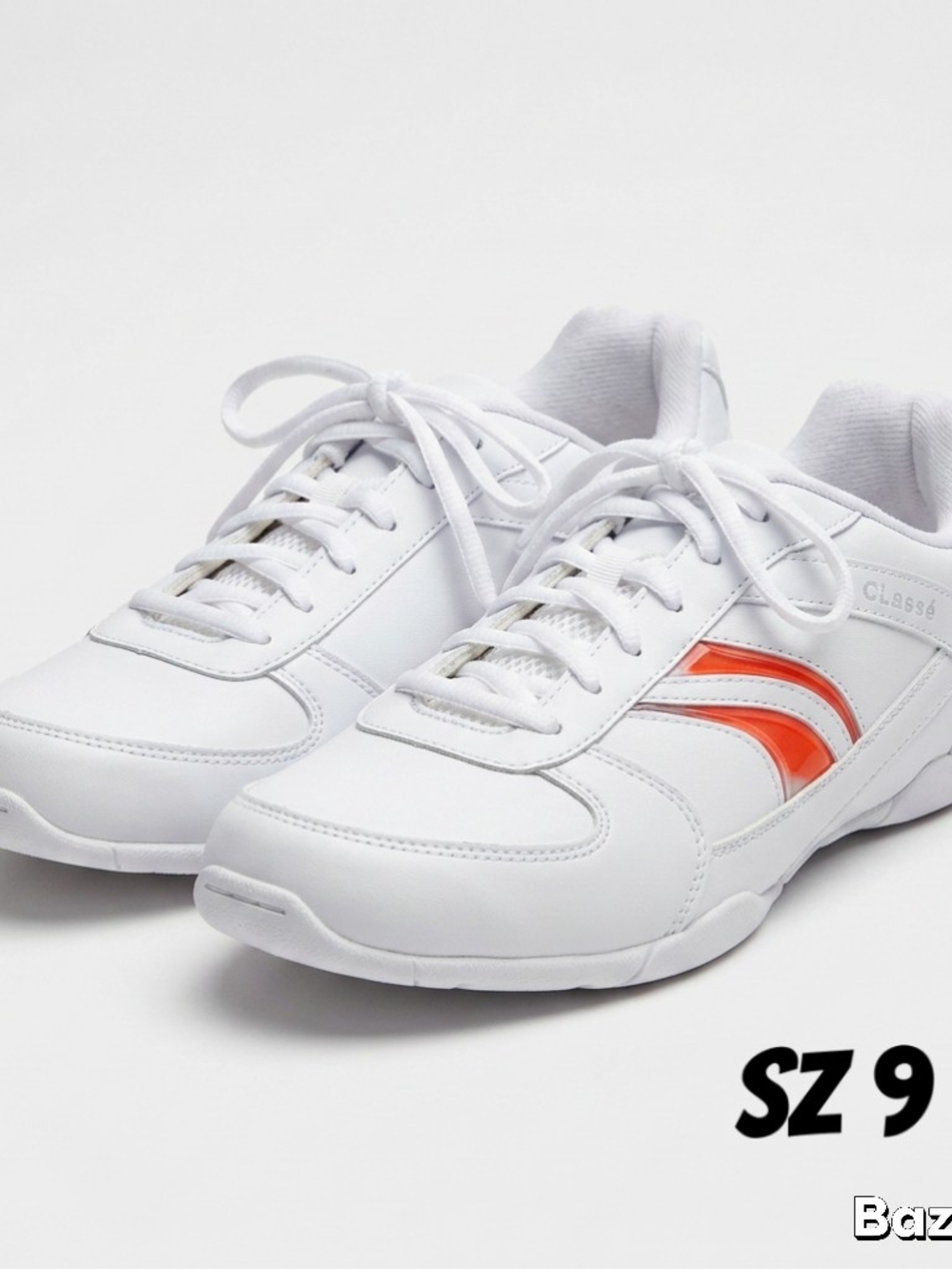 Women's White Athletic Sneakers with Orange Stripe